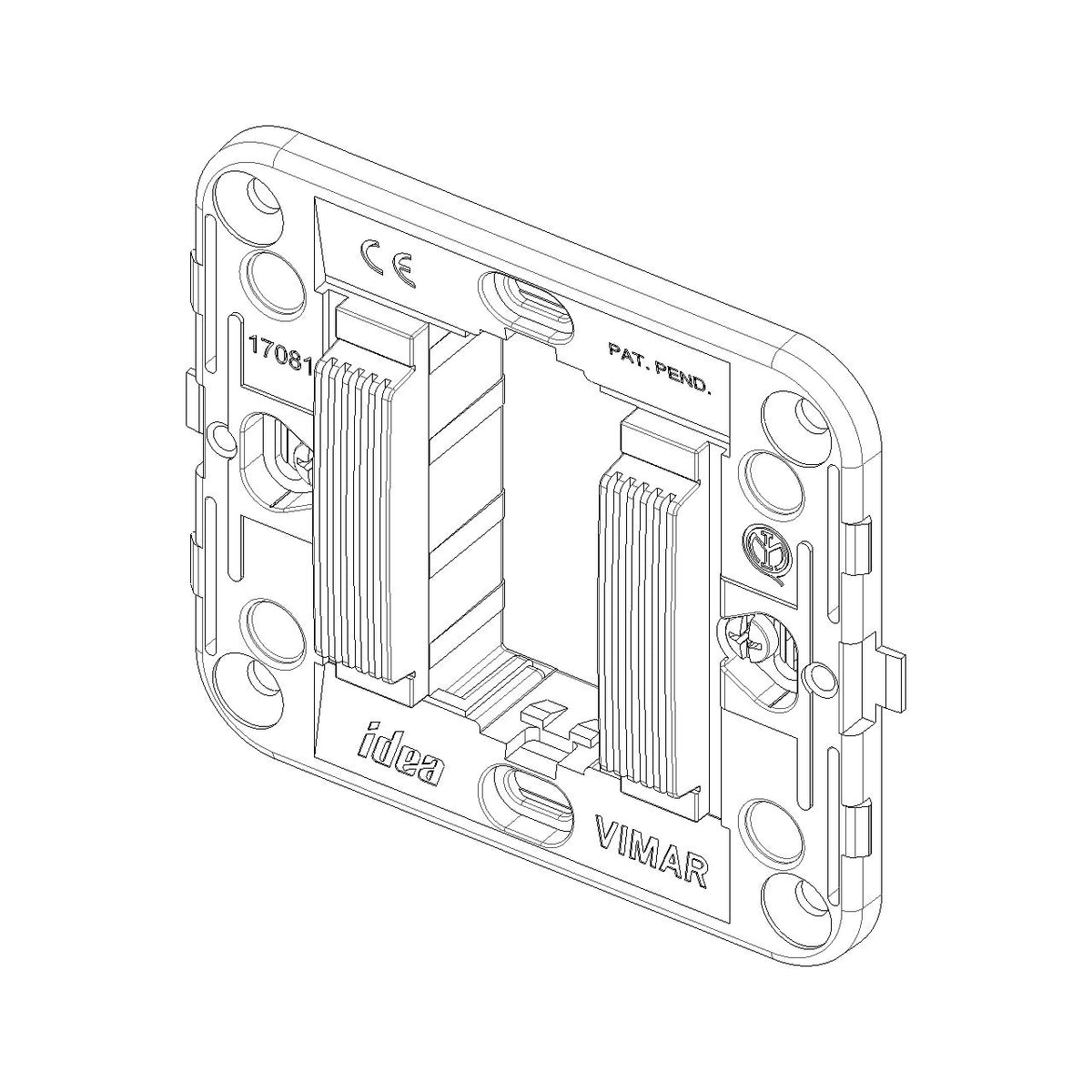 Vimar Idea 1-Module Mounting Frame, Grooved Front, Claws, Ø60 mm — Quality Boat Parts