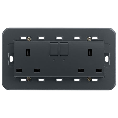 Vimar Eikon Two-Switch British Standard Socket Outlet, 2 x 13A, 250V, 5-Module, IP20 — Quality Boat Parts