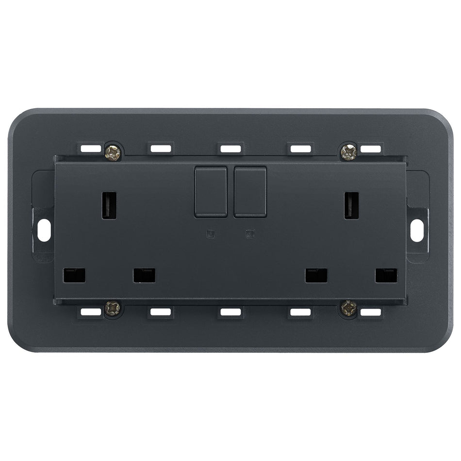 Vimar Eikon Two-Switch British Standard Socket Outlet, 2 x 13A, 250V, 5-Module, IP20 — Quality Boat Parts
