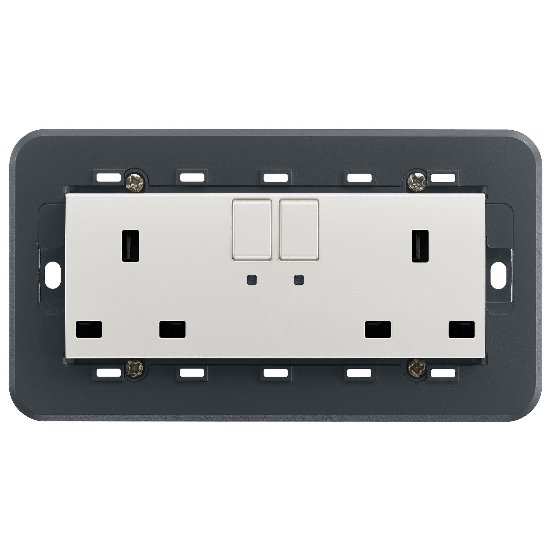 Vimar Eikon Two-Switch British Standard Socket Outlet, 2 x 13A, 250V, 5-Module, IP20 — Quality Boat Parts