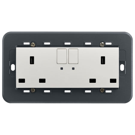 Vimar Eikon Two-Switch British Standard Socket Outlet, 2 x 13A, 250V, 5-Module, IP20 — Quality Boat Parts