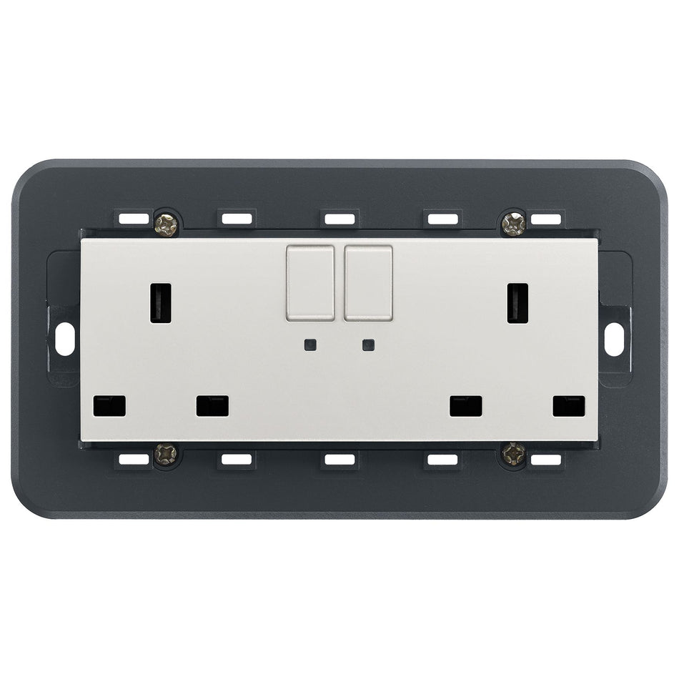 Vimar Eikon Two-Switch British Standard Socket Outlet, 2 x 13A, 250V, 5-Module, IP20 — Quality Boat Parts