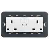 Vimar Eikon Two-Switch British Standard Socket Outlet, 2 x 13A, 250V, 5-Module, IP20 — Quality Boat Parts