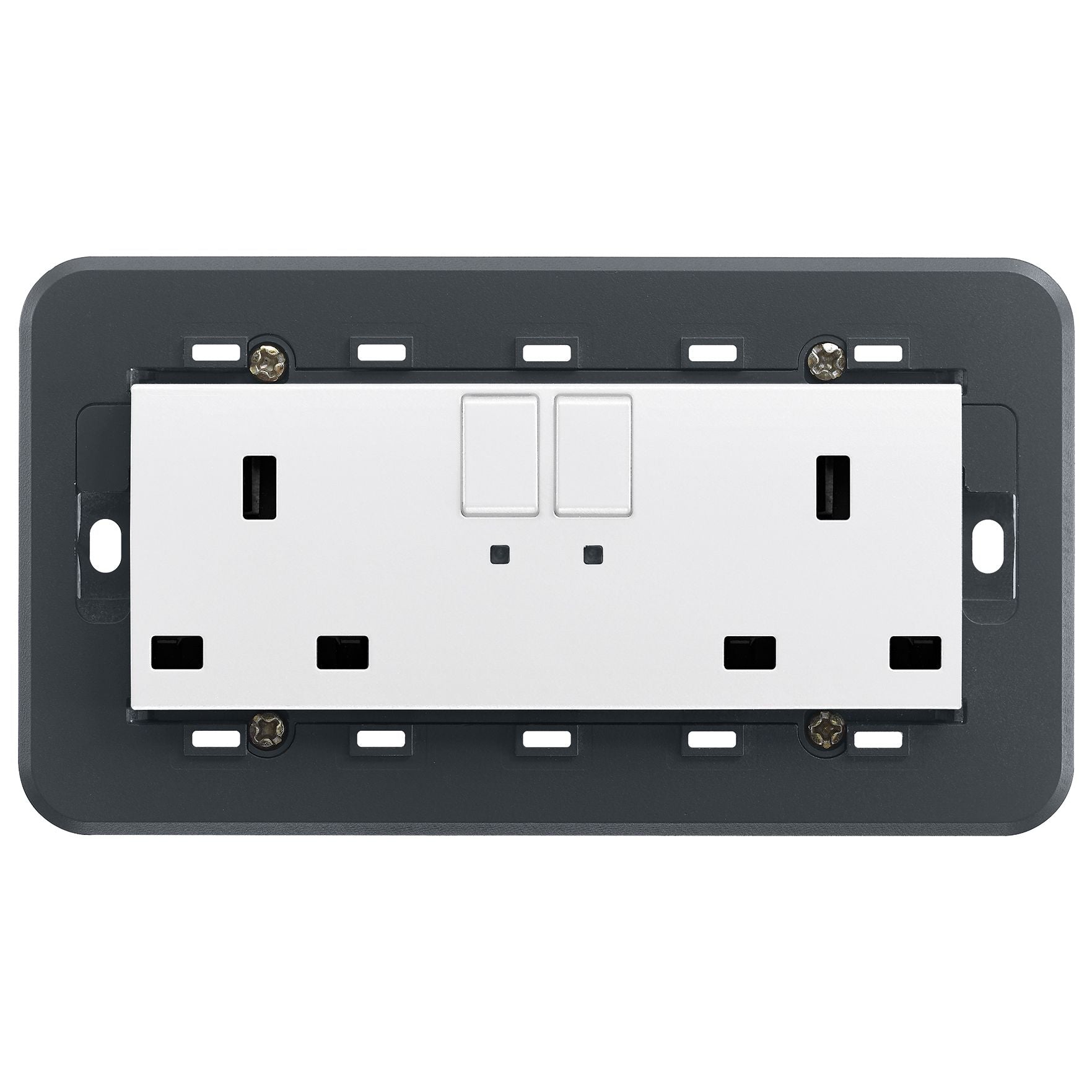 Vimar Eikon Two-Switch British Standard Socket Outlet, 2 x 13A, 250V, 5-Module, IP20 — Quality Boat Parts