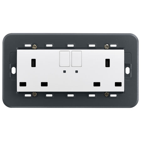 Vimar Eikon Two-Switch British Standard Socket Outlet, 2 x 13A, 250V, 5-Module, IP20 — Quality Boat Parts