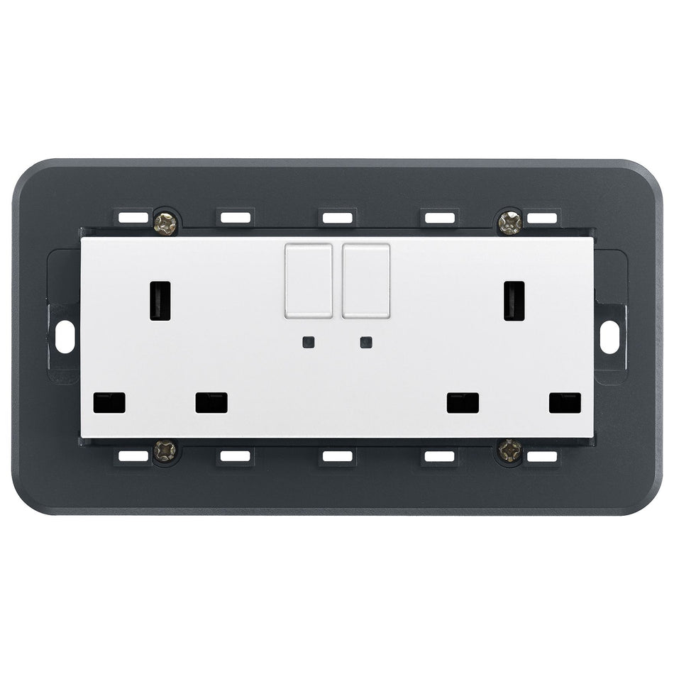 Vimar Eikon Two-Switch British Standard Socket Outlet, 2 x 13A, 250V, 5-Module, IP20 — Quality Boat Parts