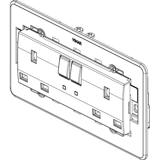 Vimar Eikon Two-Switch British Standard Socket Outlet, 2 x 13A, 250V, 5-Module, IP20 — Quality Boat Parts