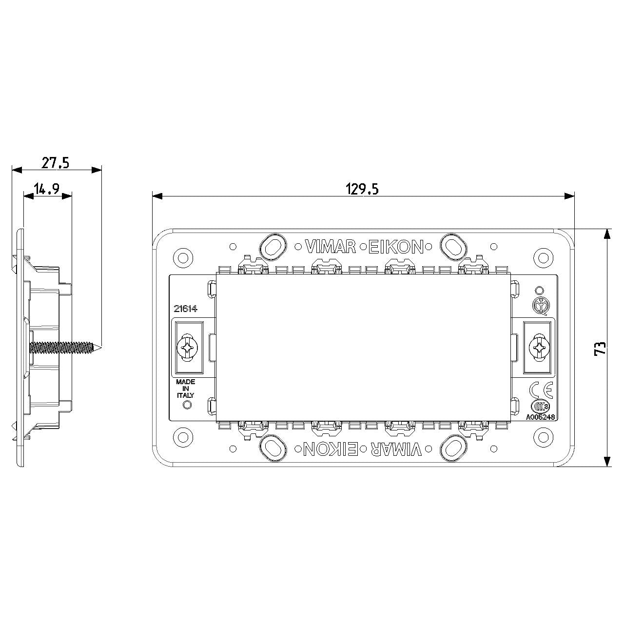 Vimar Eikon Mounting Frame and Protection Cover, 4-Module — Quality Boat Parts
