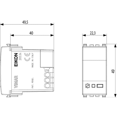 Vimar Eikon Relay Actuator, 1 Module, 6A, 120-230V, Change-Over Relay Output — Quality Boat Parts