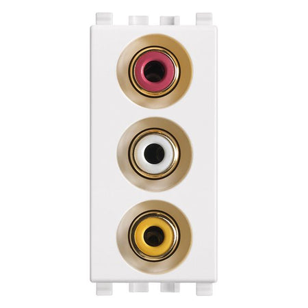 Vimar Eikon 3 RCA Socket Outlet, IP20, Screw Terminals, Flush Mount — Quality Boat Parts