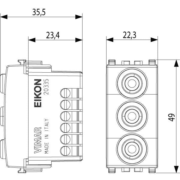 Vimar Eikon 3 RCA Socket Outlet, IP20, Screw Terminals, Flush Mount — Quality Boat Parts