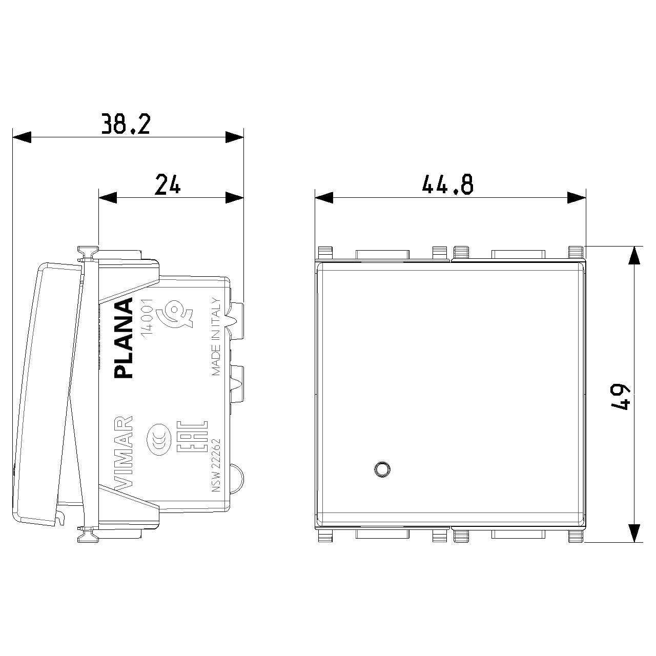 Vimar Plana 1P 16AX 1-Way Switch, 250V, IP40, Flush Mount — Quality Boat Parts