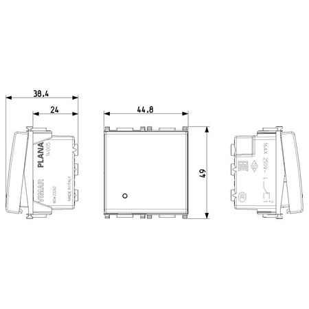 Vimar Plana 1P 16AX 2-Way Switch, 250V, IP40, Optional LED Lighting — Quality Boat Parts
