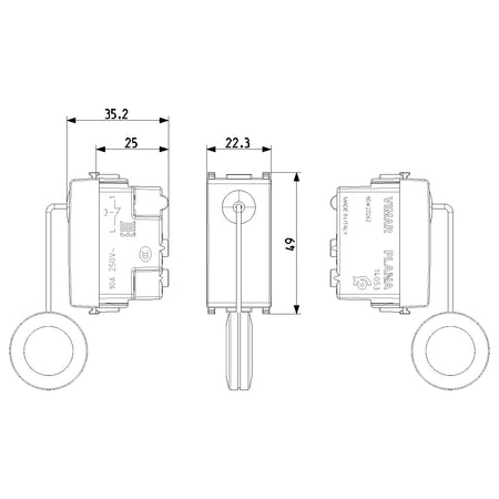 Vimar Plana Cord-Operated Push Button, 1P NC, 10A, 250V, IP40 — Quality Boat Parts