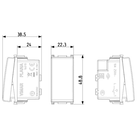 Vimar Plana 1P NC Push Button, 10A, 250V, Lightable, Flush Mount — Quality Boat Parts