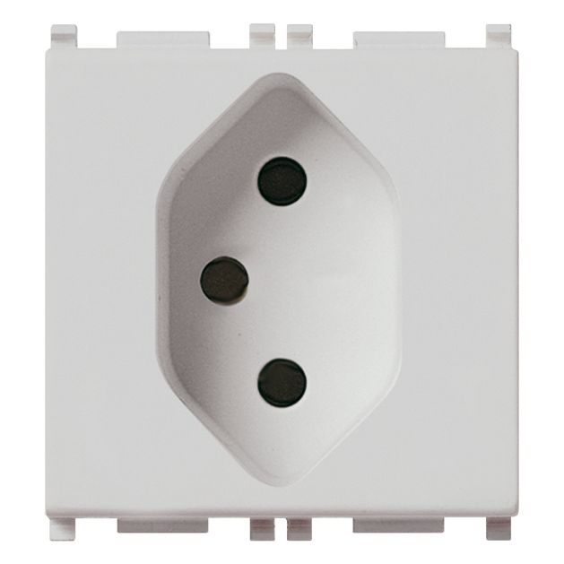 Vimar Plana Swiss Type 13 2P+E Socket Outlet, 2-Module, 10A, 250V, IP20, Flush Mount, Screw Terminals — Quality Boat Parts
