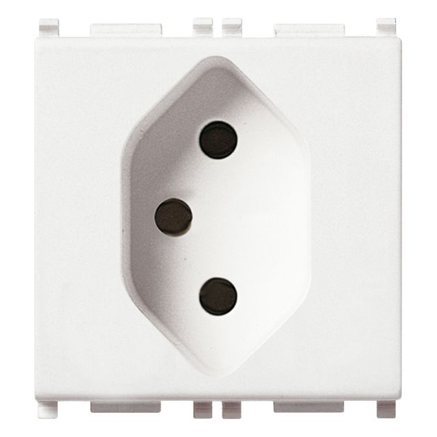Vimar Plana Swiss Type 13 2P+E Socket Outlet, 2-Module, 10A, 250V, IP20, Flush Mount, Screw Terminals — Quality Boat Parts