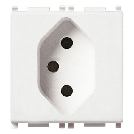Vimar Plana Swiss Type 13 2P+E Socket Outlet, 2-Module, 10A, 250V, IP20, Flush Mount, Screw Terminals — Quality Boat Parts