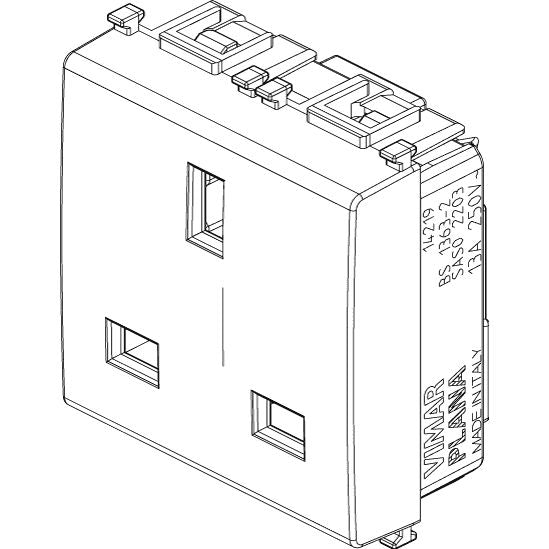 Vimar Plana 2P+E English Socket Outlet, 13A, 250V, IP20, Flush Mount, 2-Module — Quality Boat Parts