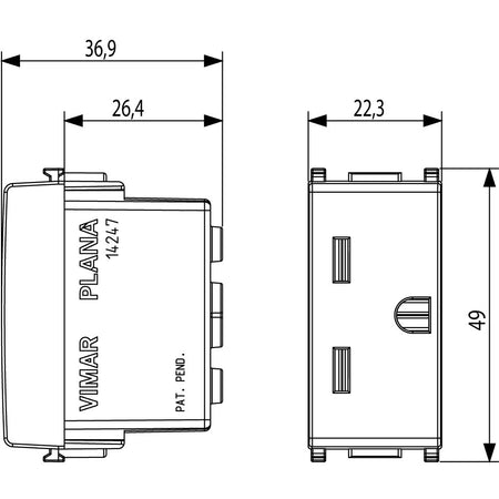 Vimar Plana Series 2P+E American Outlet, 15A, 250V, IP20, Flush-Mounted — Quality Boat Parts