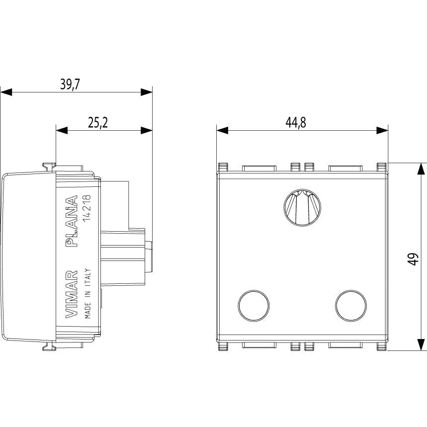 Vimar Plana 2P+E English SICURY Socket Outlet, 16A, 250V, IP20, 2 Modules, Flush Mount — Quality Boat Parts