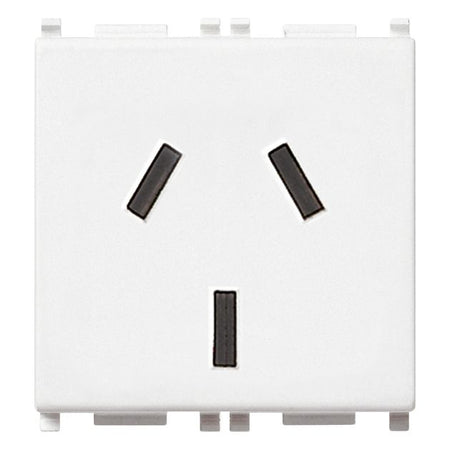 Vimar Plana 2P+E Argentinian SICURY Socket Outlet, 20A, 250V, 2-Module, Flush-Mounted, Screw Terminal, IP20 — Quality Boat Parts
