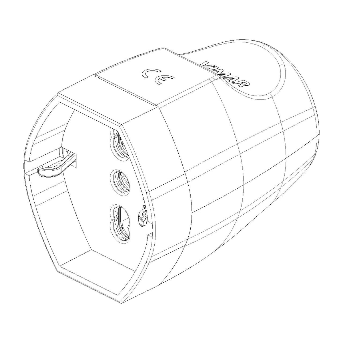Vimar Supernova 2P+E Universal Axial Socket Outlet, For Euro, Italian and German Plugs, 16A, 250V, IP20, Screw Terminal, Halogen-Free — Quality Boat Parts