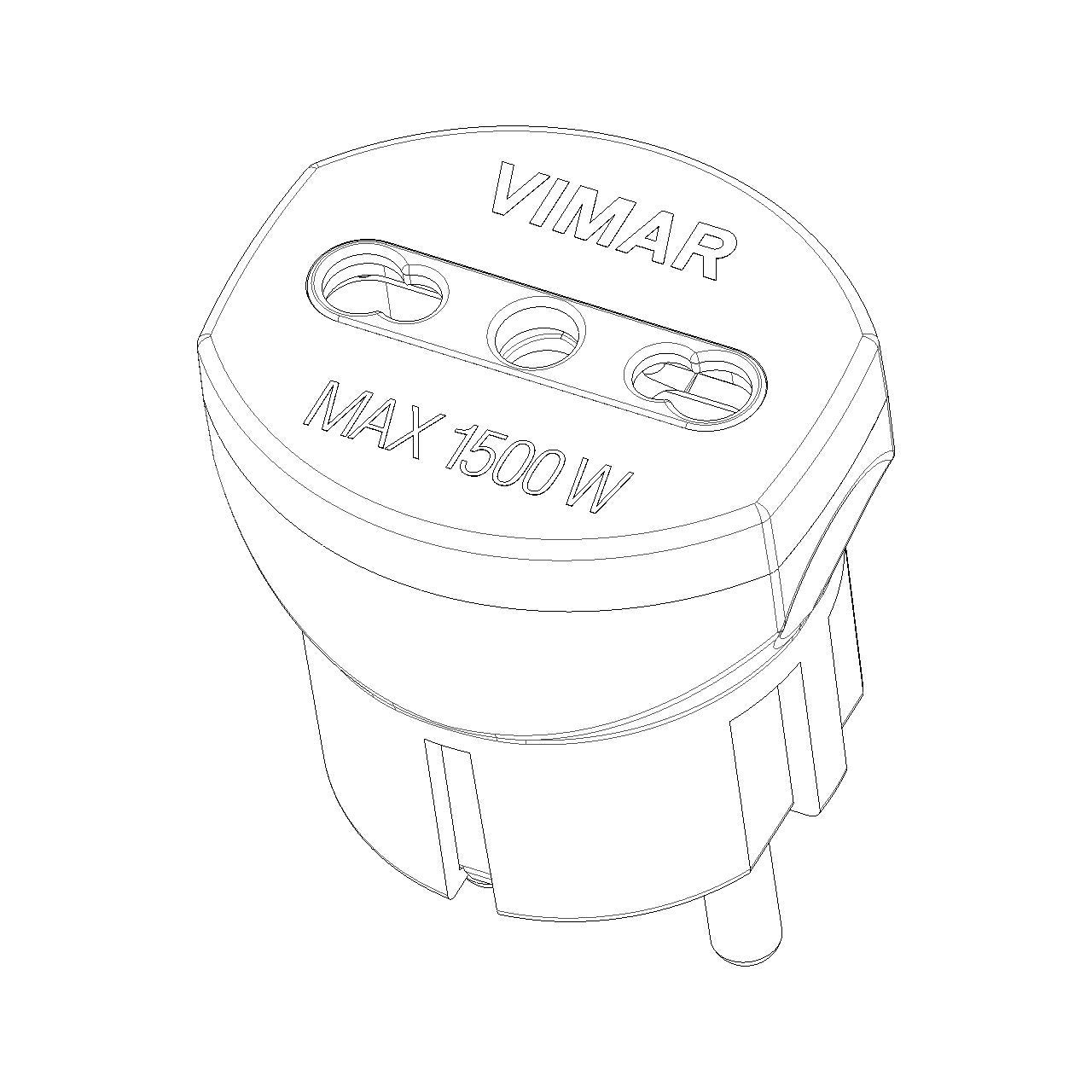 Vimar Sicury German/French to Italian Plug Adapter, 2P+E, 250V, 16A, 1500W, P17/11 Socket — Quality Boat Parts