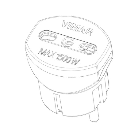 Vimar Sicury German/French to Italian Plug Adapter, 2P+E, 250V, 16A, 1500W, P17/11 Socket — Quality Boat Parts