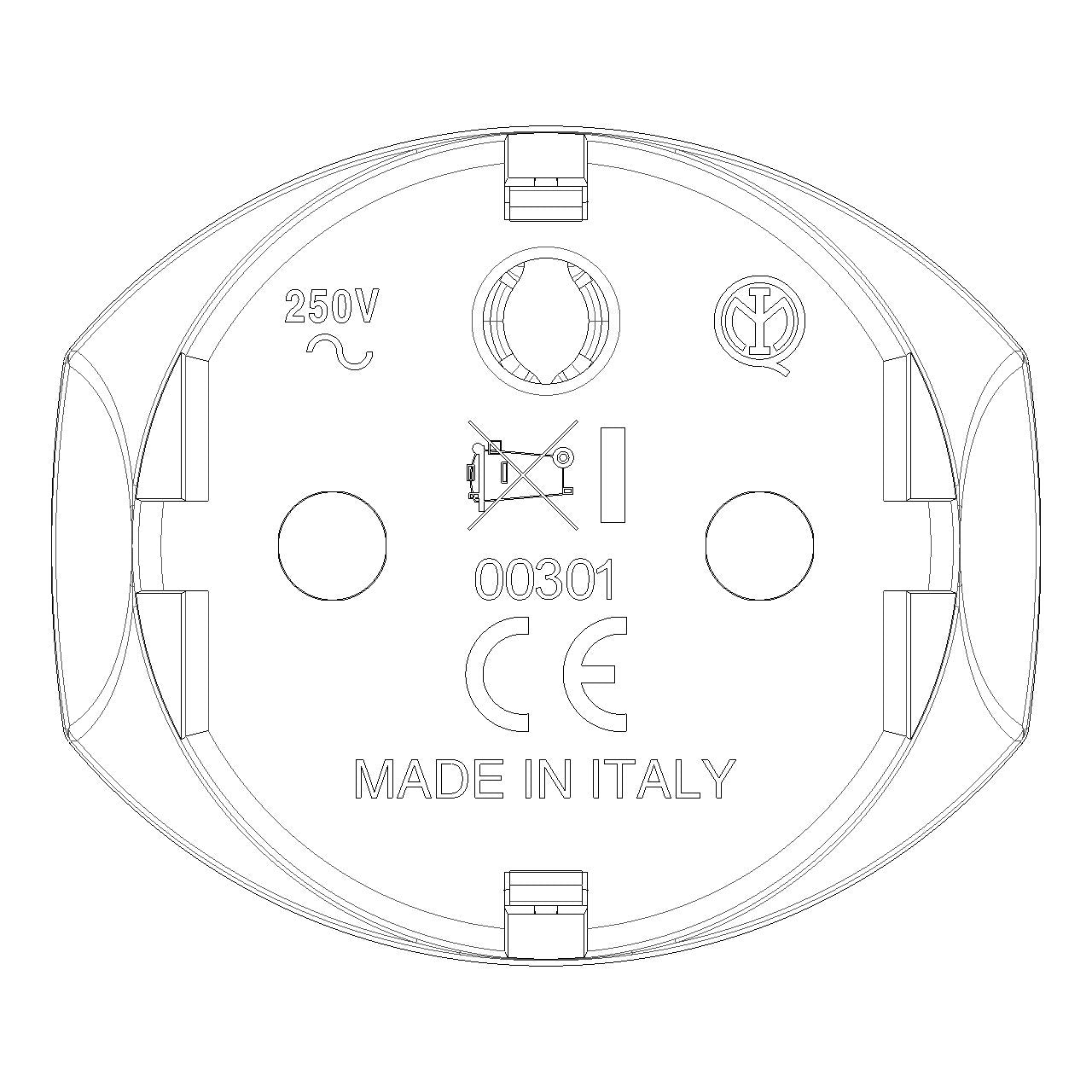 Vimar Sicury German/French to Italian Plug Adapter, 2P+E, 250V, 16A, 1500W, P17/11 Socket — Quality Boat Parts