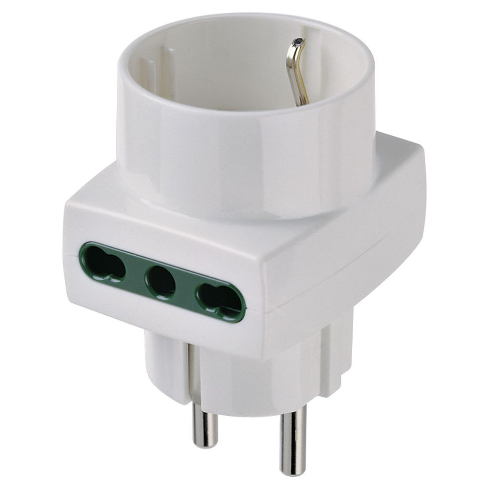Vimar SICURY S31 Multiway Plug Adapter, German/French Plug, 2x P17/11 and 1x P30 Italian Sockets, 250V, 16A, 1500W — Quality Boat Parts