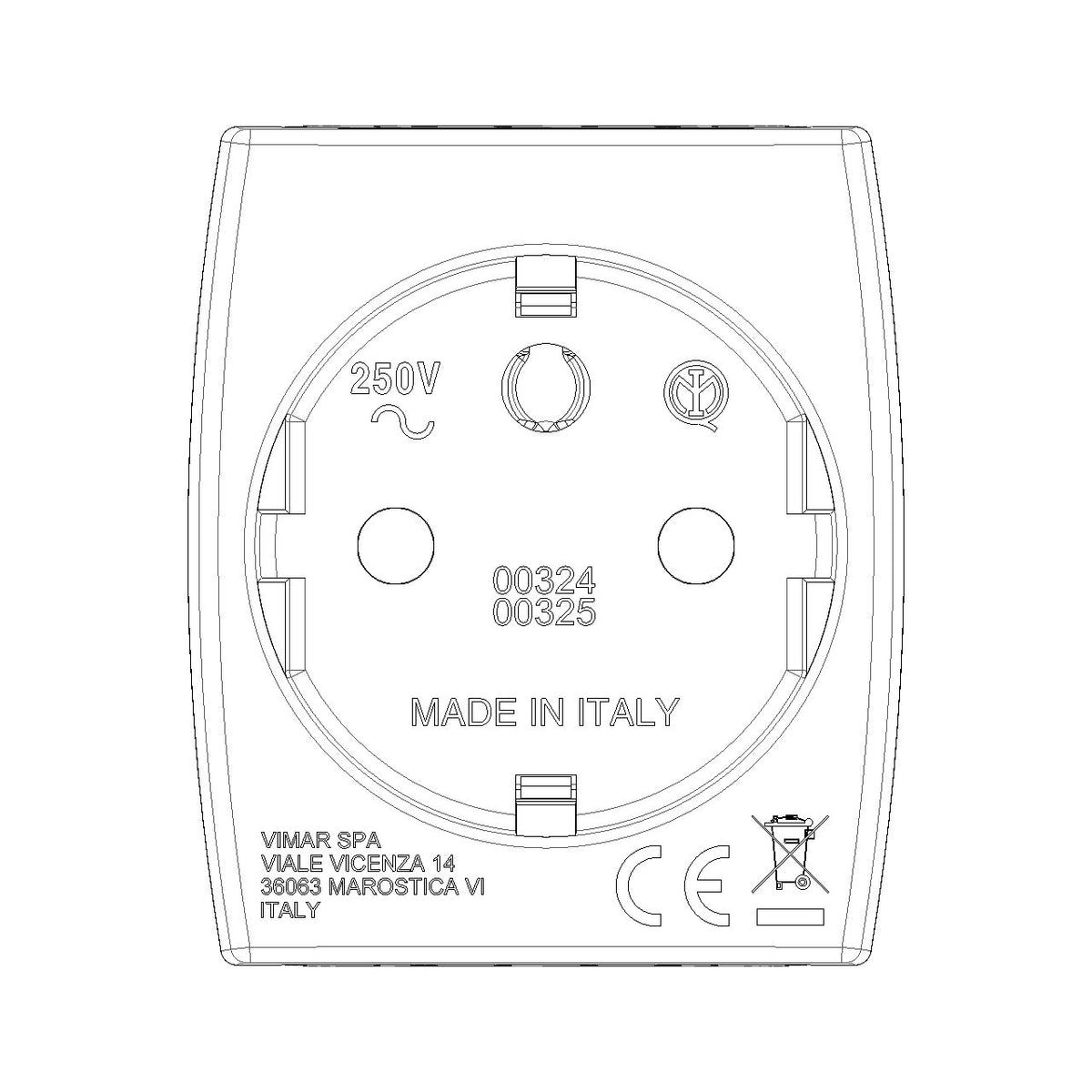 Vimar SICURY S31 Multiway Plug Adapter, German/French Plug, 2x P17/11 and 1x P30 Italian Sockets, 250V, 16A, 1500W — Quality Boat Parts