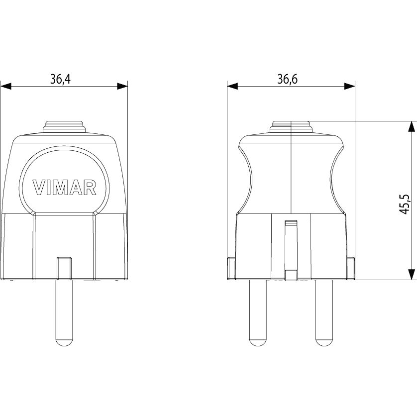 Vimar Supernova German/French S31 2P+E Axial Plug, 16A, 250V, IP20, Screwed Terminal — Quality Boat Parts