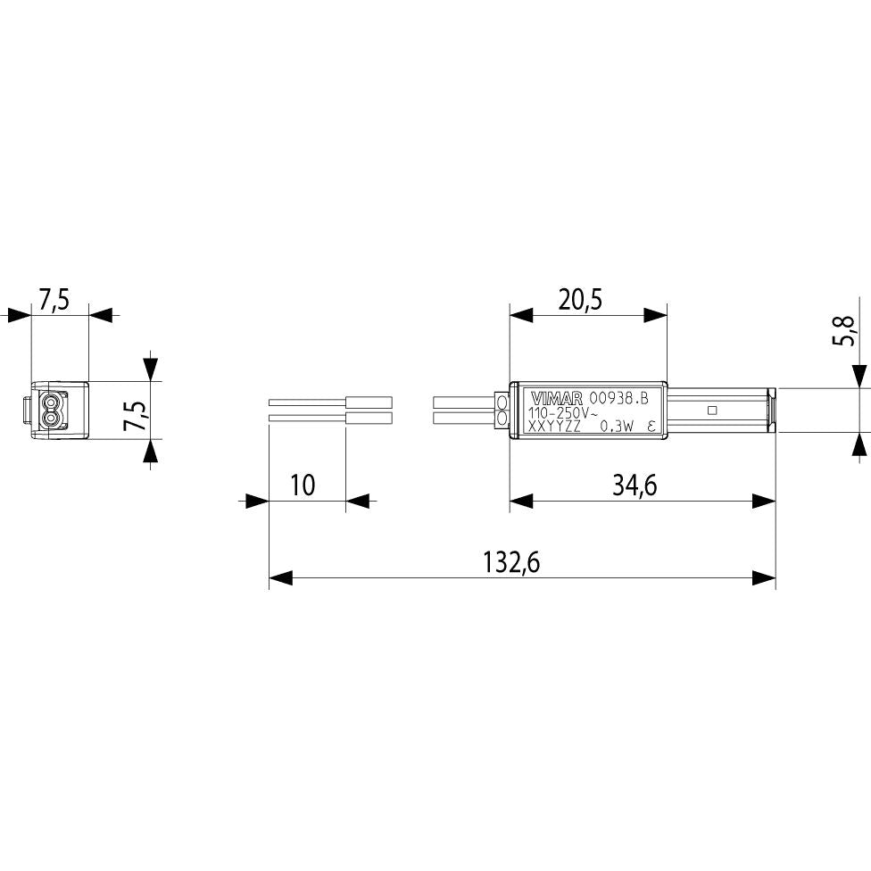 Vimar LED Signalling Unit, For Axial Switches, 110-250V, 50/60 Hz, 0.3W — Quality Boat Parts