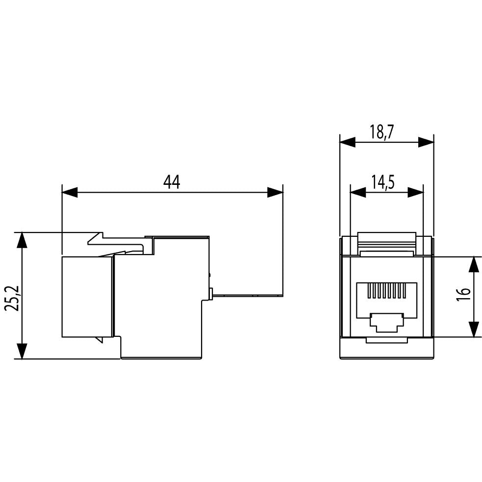 Vimar Netsafe RJ45 Connector, For 03024.E and 03303.E Patch Panels, T568A/B Universal Wiring, 8 Contacts, Insulation-Piercing Terminals — Quality Boat Parts
