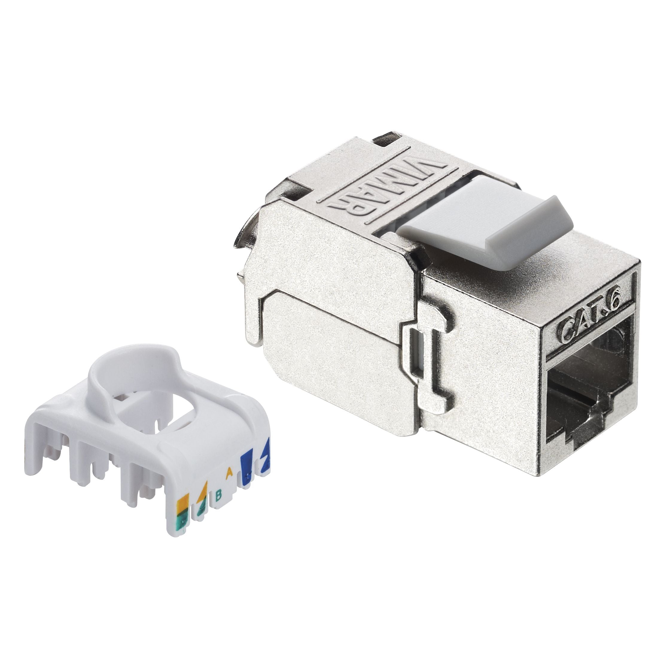 Vimar Netsafe RJ45 Connector, For 03024.E and 03303.E Patch Panels, T568A/B Universal Wiring, 8 Contacts, Insulation-Piercing Terminals — Quality Boat Parts