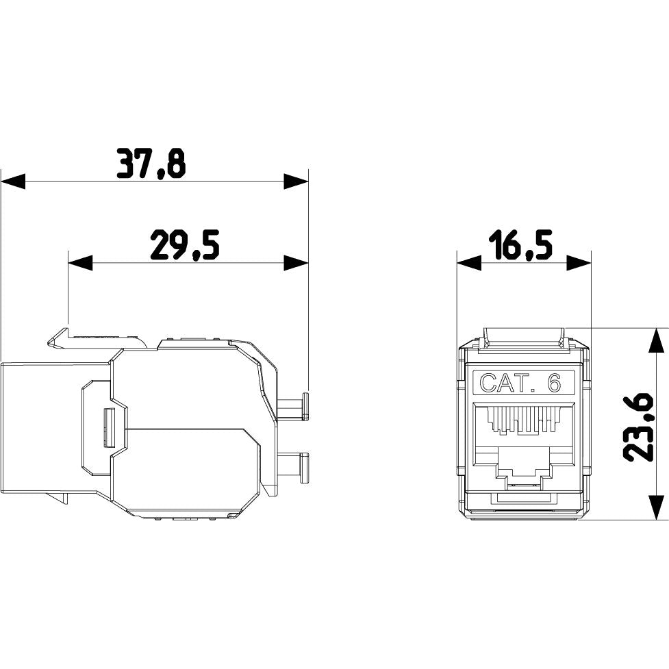 Vimar Netsafe RJ45 Connector, For 03024.E and 03303.E Patch Panels, T568A/B Universal Wiring, 8 Contacts, Insulation-Piercing Terminals — Quality Boat Parts