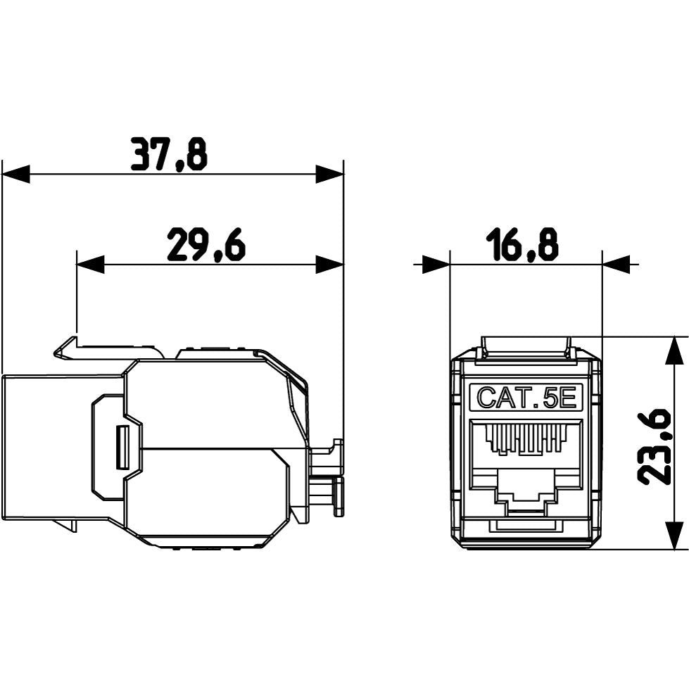 Vimar Netsafe RJ45 Connector, For 03024.E and 03303.E Patch Panels, T568A/B Universal Wiring, 8 Contacts, Insulation-Piercing Terminals — Quality Boat Parts