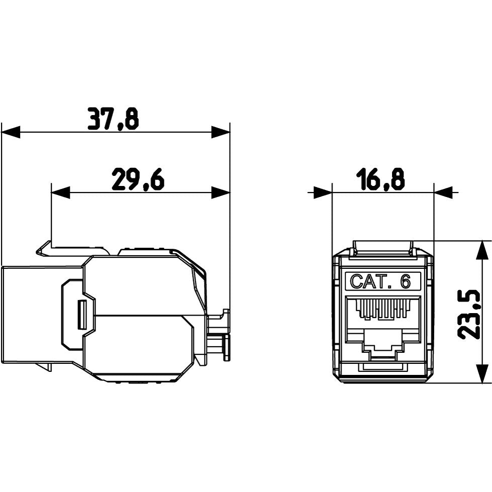 Vimar Netsafe RJ45 Connector, For 03024.E and 03303.E Patch Panels, T568A/B Universal Wiring, 8 Contacts, Insulation-Piercing Terminals — Quality Boat Parts