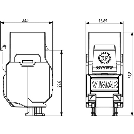 Vimar Netsafe RJ45 Connector, For 03024.E and 03303.E Patch Panels, T568A/B Universal Wiring, 8 Contacts, Insulation-Piercing Terminals — Quality Boat Parts
