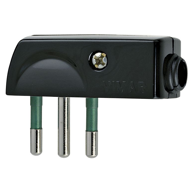 Vimar Supernova SPA11 Italian Standard Flat Plug, 2P+E, 10A, 250V, 90 Degree Cable Entry, IP20, Screwed Terminal — Quality Boat Parts