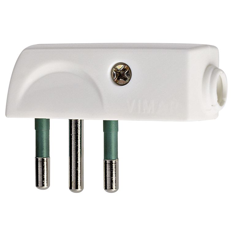 Vimar Supernova SPA11 Italian Standard Flat Plug, 2P+E, 10A, 250V, 90 Degree Cable Entry, IP20, Screwed Terminal — Quality Boat Parts