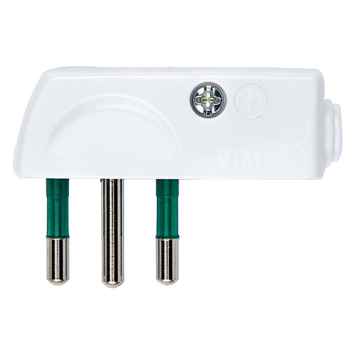 Vimar Supernova SPA11 Italian Standard Flat Plug, 2P+E, 10A, 250V, 90 Degree Cable Entry, IP20, Screwed Terminal — Quality Boat Parts