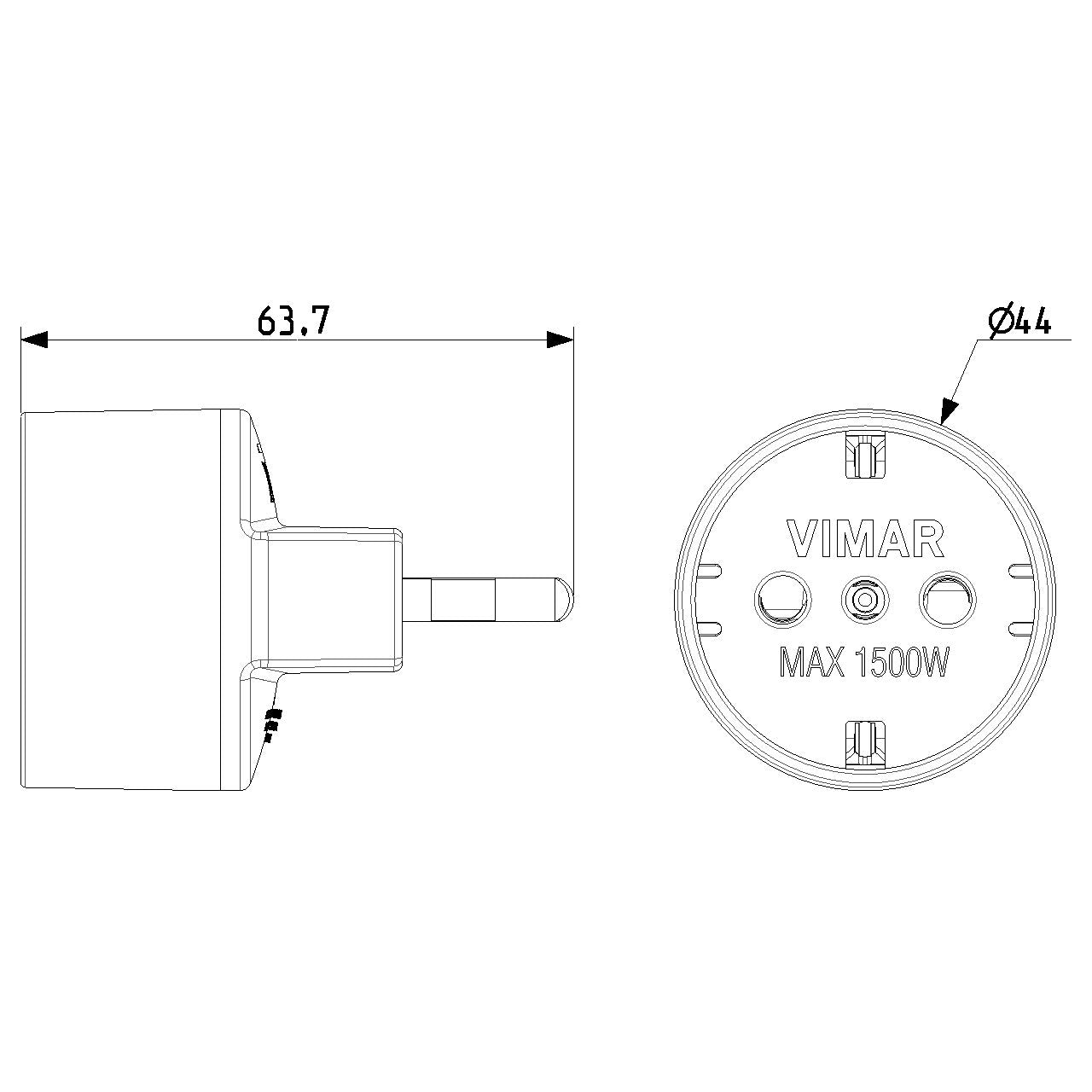 Vimar Sicury S17 to P30 Socket Adapter, 2P+E, 16A, 250V, 1500W — Quality Boat Parts
