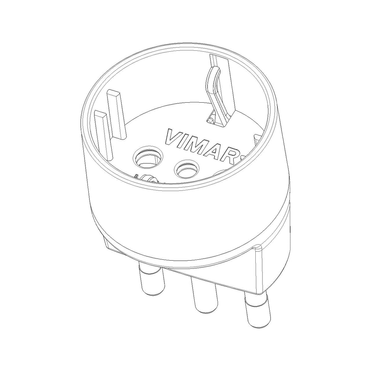 Vimar Sicury S17 to P30 Socket Adapter, 2P+E, 16A, 250V, 1500W — Quality Boat Parts