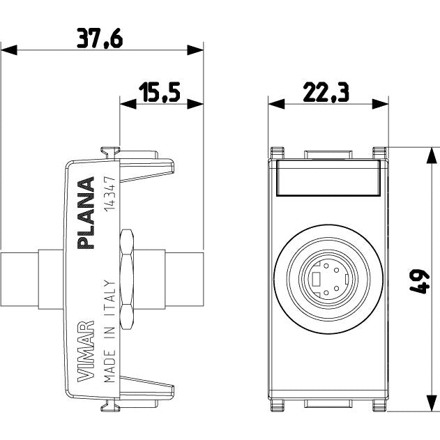 Vimar Plana S-Video Socket Connector, 4-Pin, Flush Mount, IP20 — Quality Boat Parts