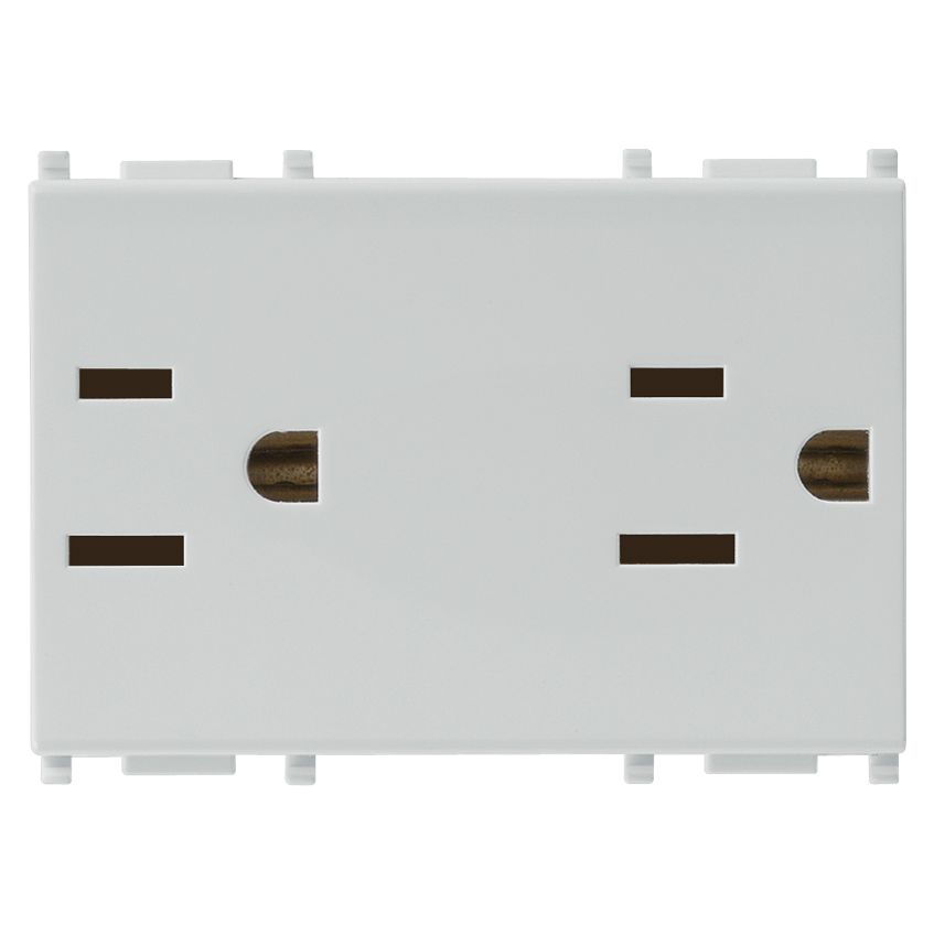 Vimar Plana Series Double 2P+E USA Socket Outlet, 15A, 127V, Flush Mount, IP20, 3-Module — Quality Boat Parts