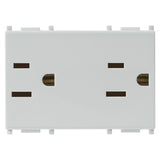Vimar Plana Series Double 2P+E USA Socket Outlet, 15A, 127V, Flush Mount, IP20, 3-Module — Quality Boat Parts