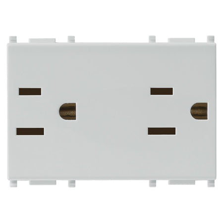 Vimar Plana Series Double 2P+E USA Socket Outlet, 15A, 127V, Flush Mount, IP20, 3-Module — Quality Boat Parts