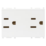 Vimar Plana Series Double 2P+E USA Socket Outlet, 15A, 127V, Flush Mount, IP20, 3-Module — Quality Boat Parts